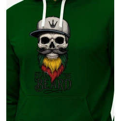 Tamsiai žalias džemperis su gobtuvu Kaukolė su pilka kepure