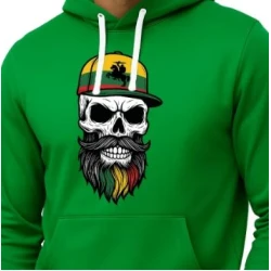 Vyriškas žalias džemperis su gobtuvu Kaukolė kepurė-vytis