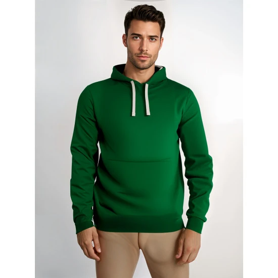 Tamsiai žalios spalvos vyriškas džemperis su gobtuvu Buvoli JS/2009