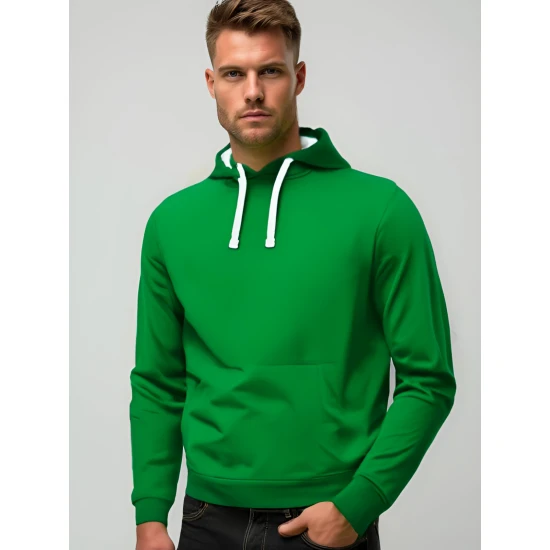 Ryškiai žalios spalvos vyriškas džemperis su gobtuvu Buvoli JS/2009kelly