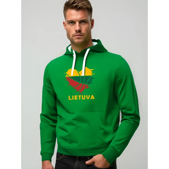 Vyriškas žalios spalvos džemperis su gobtuvu LTU JS/2009
