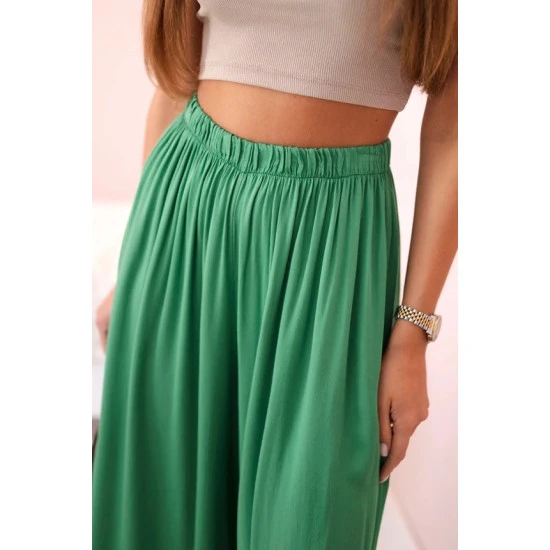 Moteriškos plačios žalios spalvos kelnės Andi 31828