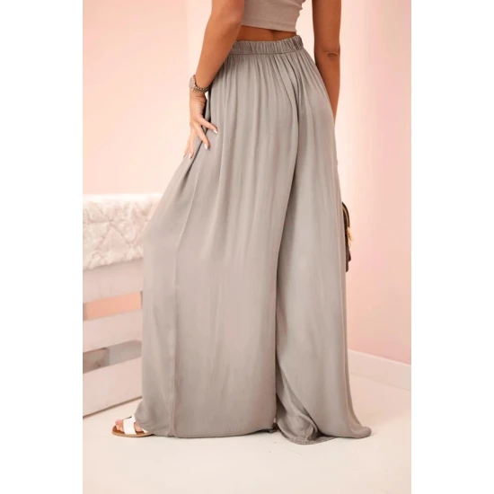 Moteriškos plačios pilkos spalvos kelnės Andi 31715