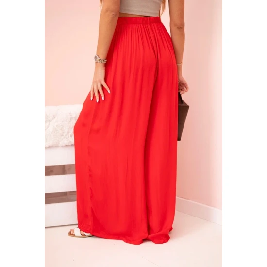 Moteriškos plačios raudonos spalvos kelnės Andi 32040