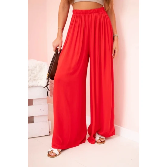 Moteriškos plačios raudonos spalvos kelnės Andi 32040