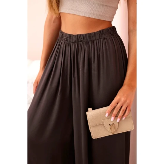 Moteriškos plačios rudos spalvos kelnės Andi 32427