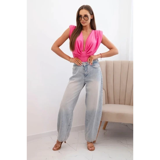 Moteriška palaidinė rožinės spalvos su gilia iškirpte Ana 32614