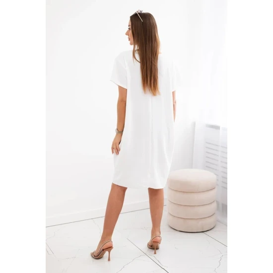 Baltos spalvos suknelė su kišenėmis ir pakabuku Deli 28764