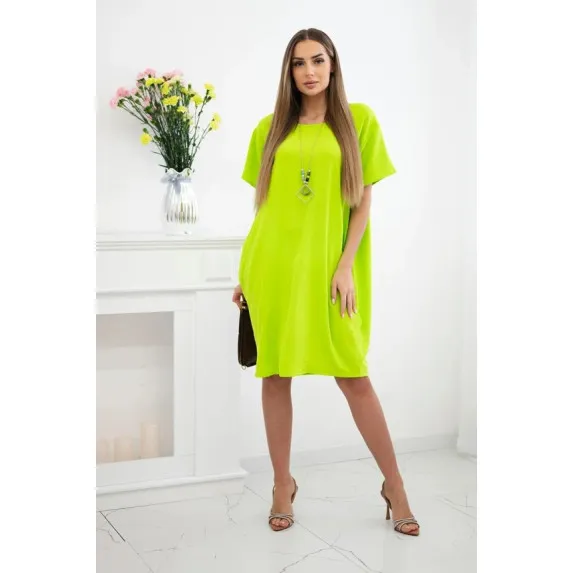Green dress with pockets and pendant Deli 31035