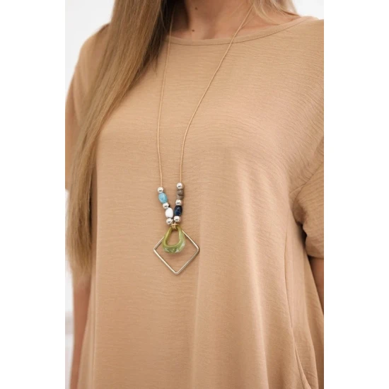 Rudos spalvos suknelė su kišenėmis ir pakabuku Deli 28769