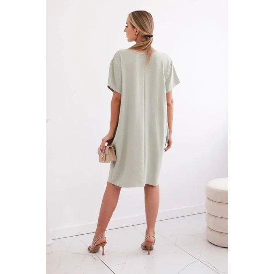 Pilkos spalvos suknelė su kišenėmis ir pakabuku Deli 29295