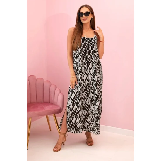 Moteriška juoda suknelė su petnešėlėmis Zebra 32705