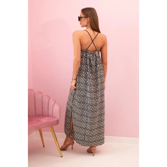 Moteriška juoda suknelė su petnešėlėmis Zebra 32705