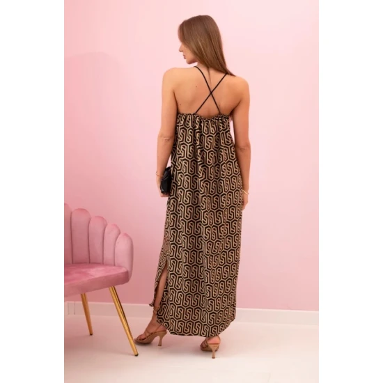 Moteriška ruda suknelė su petnešėlėmis Zebra 32706