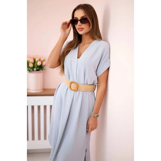 Moteriška pilka suknelė su diržu Amber 31495