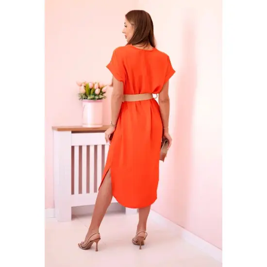 Moteriška oranžinė suknelė su diržu Amber 29551