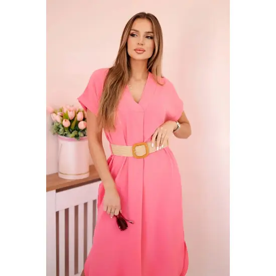 Moteriška rožinė suknelė su diržu Amber 27657