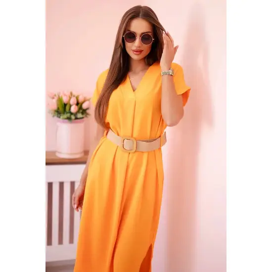 Moteriška oranžinė suknelė su diržu Amber 24126