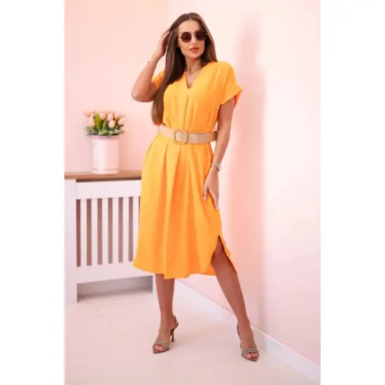 Moteriška oranžinė suknelė su diržu Amber 24126