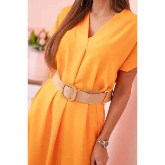 Moteriška oranžinė suknelė su diržu Amber 24126