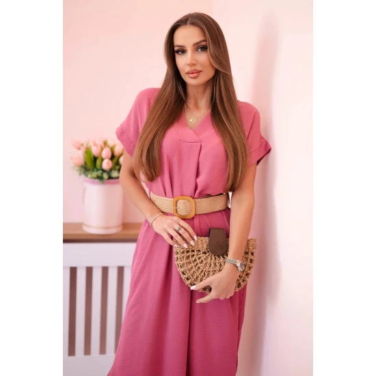 Moteriška tamsiai rožinė suknelė su diržu Amber 24138