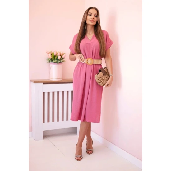 Moteriška tamsiai rožinė suknelė su diržu Amber 24138
