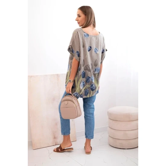 Moteriški pilki marškiniai su gėlėmis Limon 32100