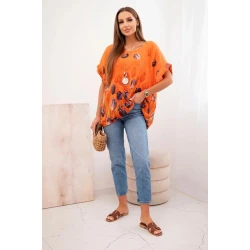 Moteriški oranžiniai marškiniai su gėlėmis Limon