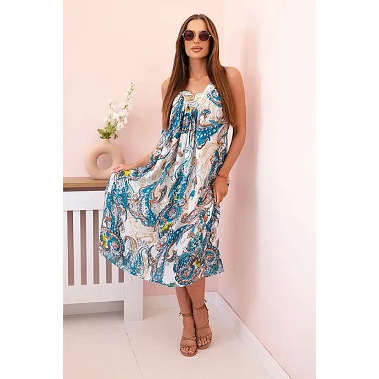 Moteriška šviesiai mėlyna suknelė su petnešėlėmis Shine 32683