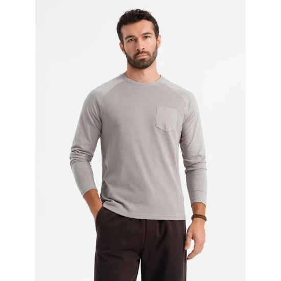 Vyriška pilki marškinėliai ilgomis rankovėmis Doug V7 OM-LSCL-0109