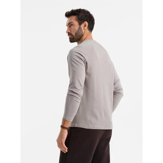 Vyriška pilki marškinėliai ilgomis rankovėmis Doug V7 OM-LSCL-0109