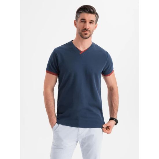 Vyriški tamsiai mėlynos spalvos marškinėliai Brak V1 OM-TSCT-0198