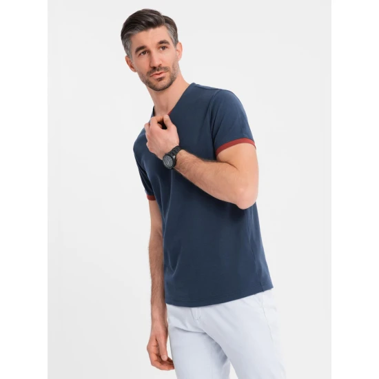 Vyriški tamsiai mėlynos spalvos marškinėliai Brak V1 OM-TSCT-0198