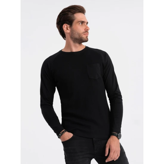 Vyriška juodi marškinėliai ilgomis rankovėmis Doug V4 OM-LSCL-0109