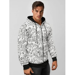 Baltos spalvos džemperis su gobtuvu Mind