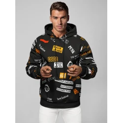 Vyriškas juodas džemperis su gobtuvu Rot Fashion