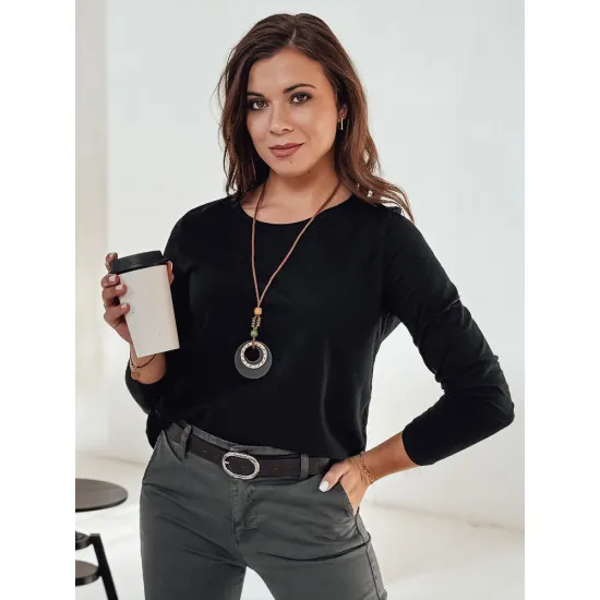 Moteriška juoda palaidinė su pakabuku Minimoda RY2678