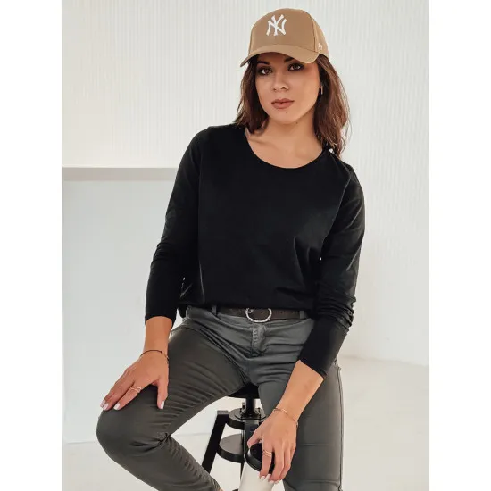 Moteriška juoda palaidinė su pakabuku Minimoda RY2678