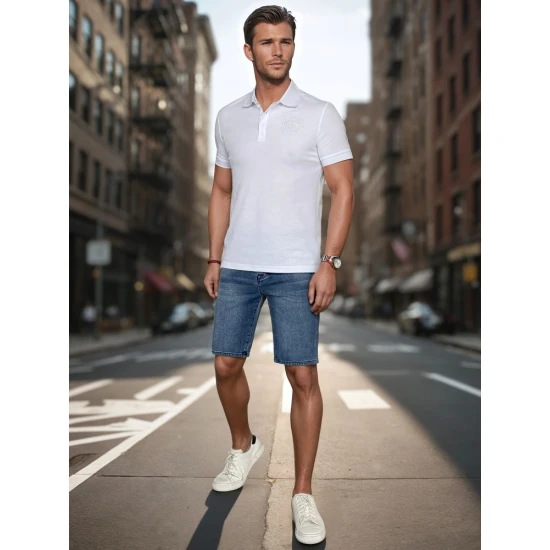 Vyriški mėlynos spalvos trumpi džinsiniai šortai Džin SX2489