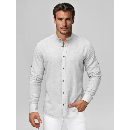 Vyriški pilki marškiniai su stačia apykakle Party O/V159