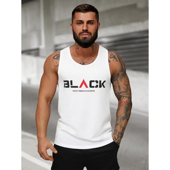 Vyriški baltos spalvos marškiniai be rankovių Black2 JS/8B1707/1Z