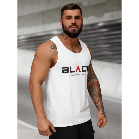 Vyriški baltos spalvos marškiniai be rankovių Black2 JS/8B1707/1Z