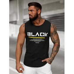Juodos spalvos vyriški marškinėliai be rankovių Black