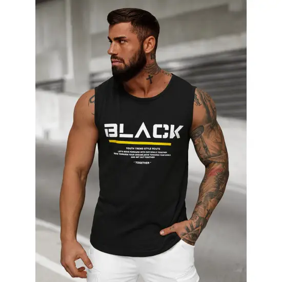 Juodos spalvos vyriški marškinėliai be rankovių Black JS/8B1712/3
