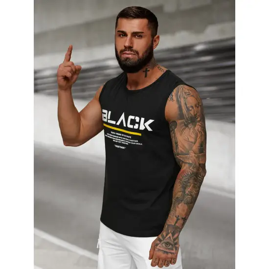 Juodos spalvos vyriški marškinėliai be rankovių Black JS/8B1712/3