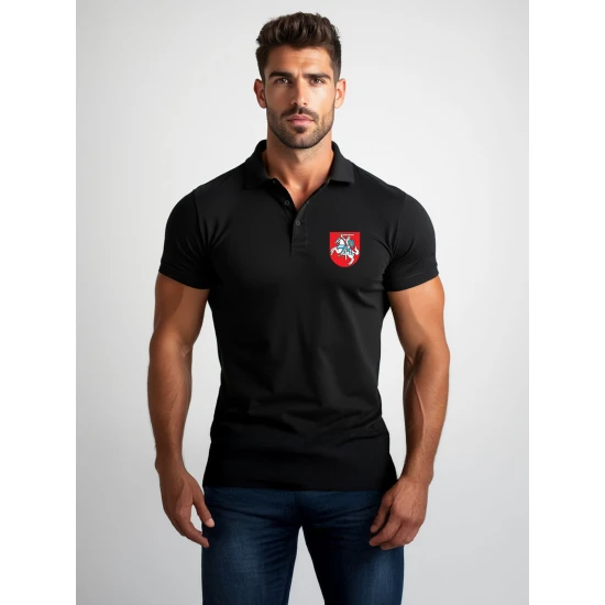 Vyriški juodi polo marškinėliai Herbas JS/8T80