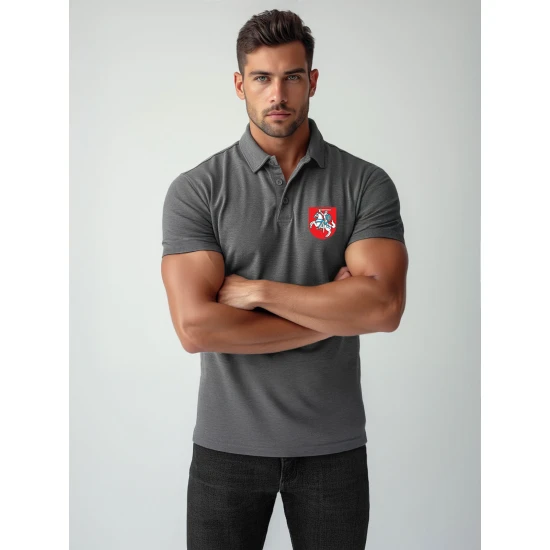 Vyriški tamsiai pilki polo marškinėliai Herbas JS/8T80