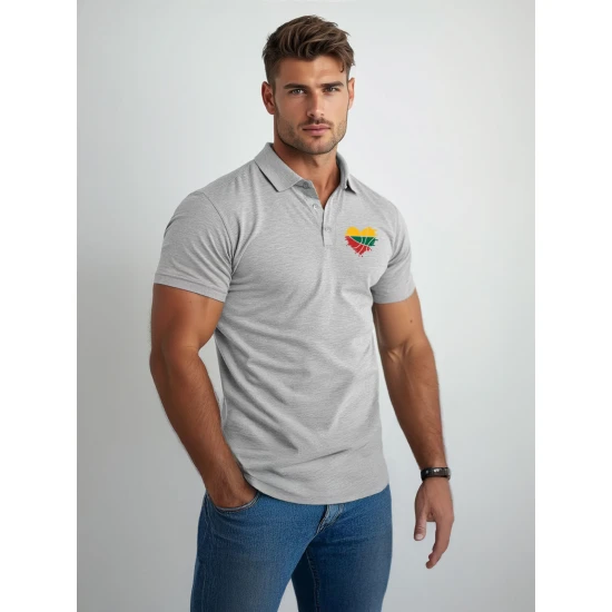 Vyriški šviesiai pilki polo marškinėliai Širdis JS/8T80