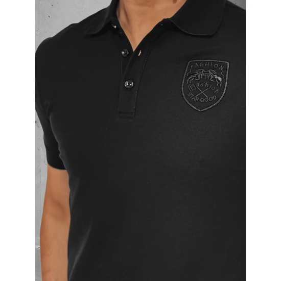 Vyriški juodos spalvos polo marškinėliai su logotipu Emb PX0624