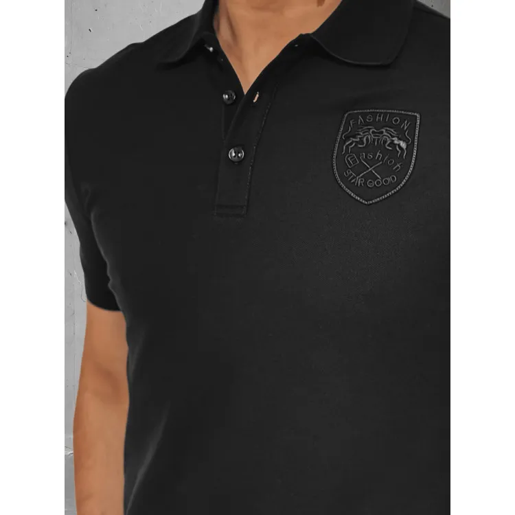 Vyriški juodos spalvos polo marškinėliai su logotipu Emb PX0624